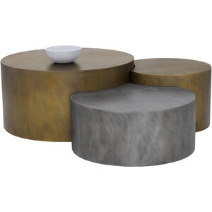 Neo 60 X 56 inch Antique Brass Coffee Table, Set Of 3